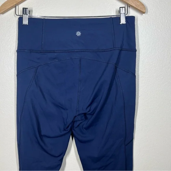 Athleta Womens Rainier Tights Leggings Navy Blue Size Medium Tall Workout - Picture 7 of 8
